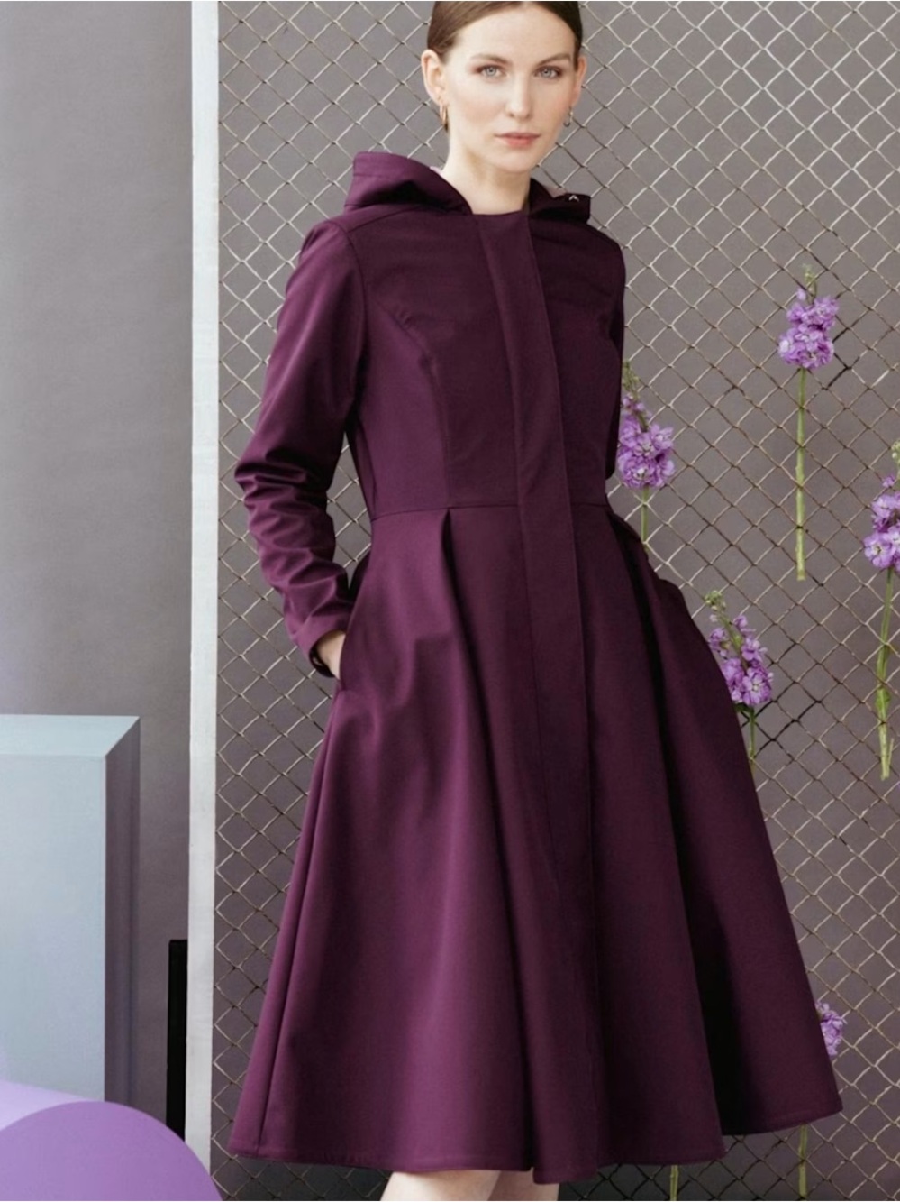 ✨ WOLF & BADGER Rain Sisters Waterproof Hooded Purple Coat In Ruby Purple ✨